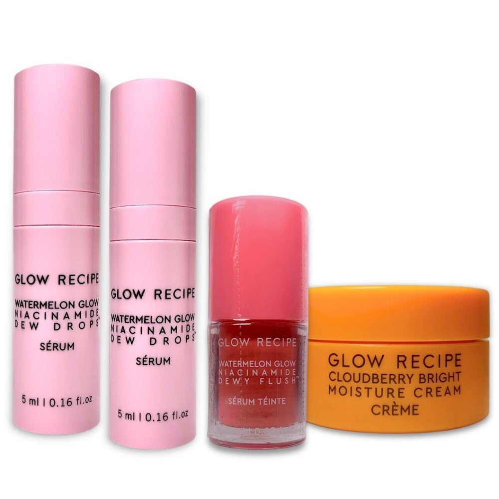 Glow Recipe Minis Set—Watermelon Dew Drops +Dewy Flush + Cloudberry Bright Cream